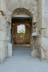 Remains of the Ancient Temple of Athena in Side. Antalya turkey. prayer chamber. Selective Focus