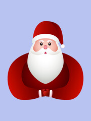 Santa claus isolated on purple background. Vector illustration of christmas. 