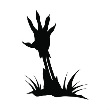 recommend clip art: Zombie hand black silhouette. A zombie hand crawls out of the ground. Scary hand suitable for Halloween. Vector illustration isolated on white background. EPS 10