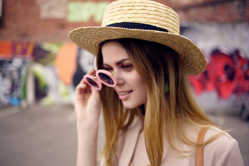 beautiful woman outdoor walk fashion summer city trip