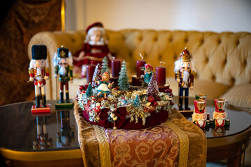 Fototapeta na wymiar Beautiful Christmas gifts. Homemade alternative Christmas trees. Decor and decoration.