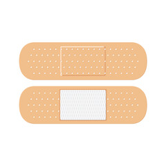 A band-aid is a thin fabric strip on which an adhesive mass is applied. The patch is a dosage form in the form of a plastic mass. Vector illustration isolated on a white background for design and web.