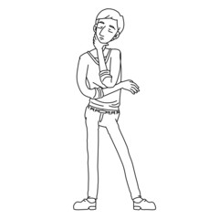 Hugo Man Contemplating Deciding Emotions Whiteboard Animation SVG Image