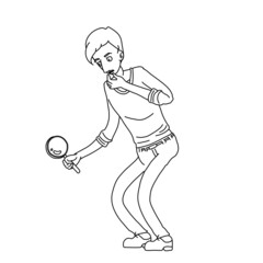 Hugo Man Searching Surveying Holding Magnifying Glass Whiteboard Animation SVG Image