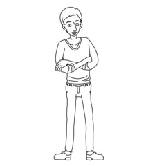Hugo Man Standing Arms Crossed Idle_Relaxed Whiteboard Animation SVG Image