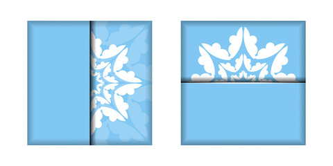 Postcard template in blue color with an abstract white pattern for your congratulations.