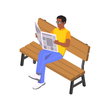 Reading Man Isometric Illustration