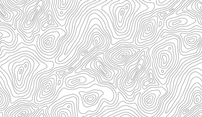 Zelfklevend Fotobehang Seamless vector topographic map background. Line topography map seamless pattern. Mountain hiking trail over terrain. Contour background geographic grid. © RDVector
