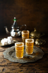 Traditional Arabic mint tea with sweets