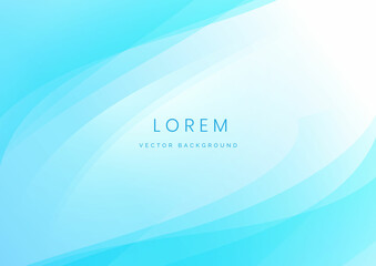 Abstract modern soft blue gradient waves overlap background with copy space for text.
