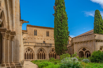Fototapeta premium The yard at the twelfth century Cistercian monastery of Santa Maria de Poblet, Catalonia. Spain