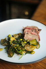 Roasted veal with pickled cucumber