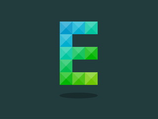 Alphabet letter E with perfect combination of bright blue-green colors. Good for print, t-shirt design, logo, etc. Vector illustration.