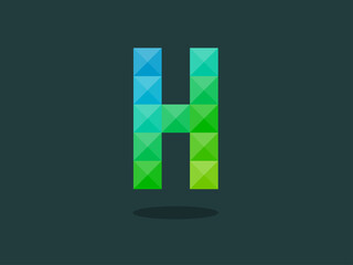 Alphabet letter H with perfect combination of bright blue-green colors. Good for print, t-shirt design, logo, etc. Vector illustration.