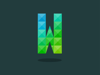 Alphabet letter W with perfect combination of bright blue-green colors. Good for print, t-shirt design, logo, etc. Vector illustration.