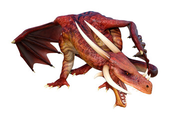 Obraz premium 3D Rendering Fairy Tale Dragon on White