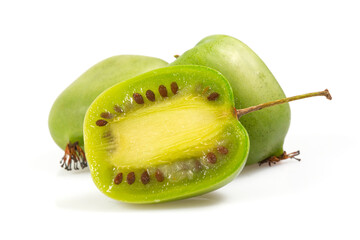 actinidia isolated on white background, close up