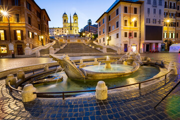 The wonderful landscape that offers Piazza di Spagna in Rome with the famous staircase of Trinita...