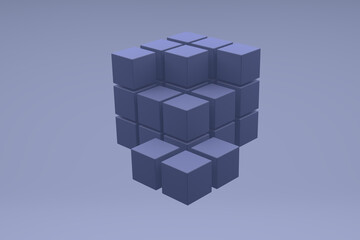Composition With 3D Cube, 3D Render