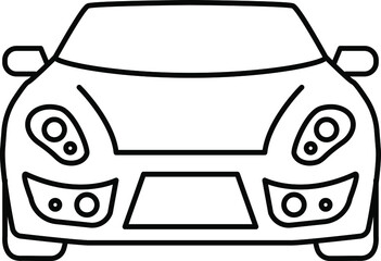 Car front line icon. Simple outline style sign symbol. Auto, view, sport, race, transport, Electric concept car. Vector illustration isolated on transparent background.