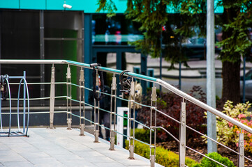 Fototapeta na wymiar Metal railings stainless steel outdoor