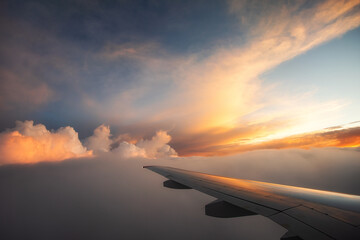Fototapeta na wymiar Flying in the sky and the sea of clouds.