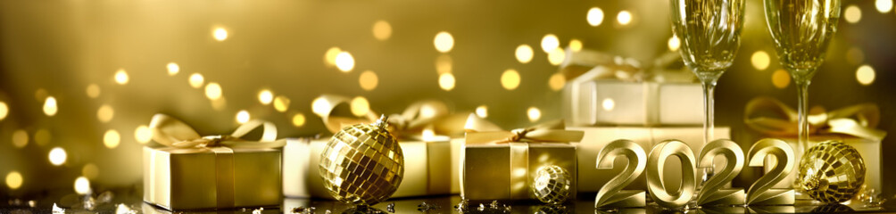 New Year 2022 with gift box