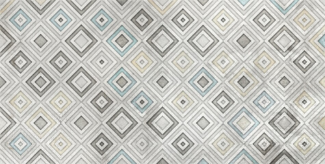 Digital tiles design. Colorful ceramic wall tiles decoration. Abstract damask patchwork pattern with geometric and floral ornaments, Vintage tiles intricate details