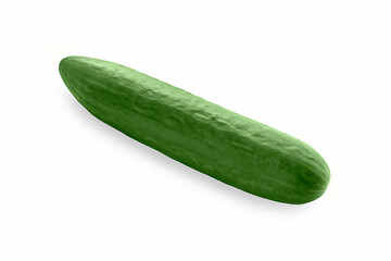 One smooth green cucumber isolated on white background