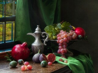 Still life with fruits in the interior