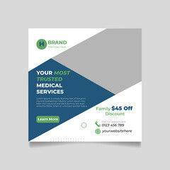 creative medical social media post design template.