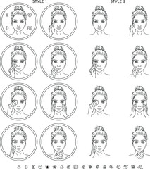 Skincare vector icons collection set eps10