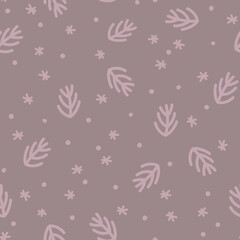 Branches, snowflakes and dots. Simple linear pattern. Festive winter ornament