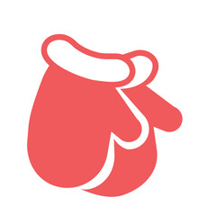 Mittens red flat icon. Christmas vector illustration