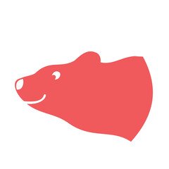Polar bear silhouette. Vector flat icon. Bears muzzle on white backgriund