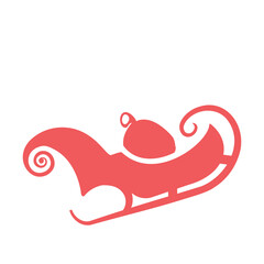 Sleigh icon. Magic red flat illustration. Vector silhouette
