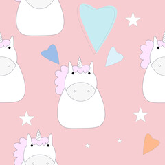 Seamless pattern with  cute unicorn.Vector illustration.
