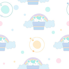 Seamless pattern with  cute unicorn.Vector illustration.