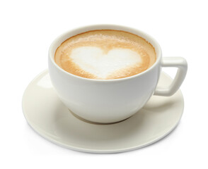 Cup of hot coffee isolated on white