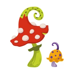 Fotobehang Magic mushrooms for Halloween. Cartoon vector illustration © platinka