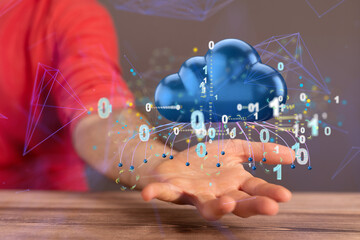 Cloud technology. Polygonal wireframe art looks like constellation