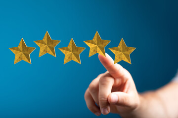 ranking and rating with businessman is touching virtua