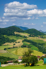 Obraz premium Rural landscape near Salsomaggiore and Fornovo, Parma, at springtime