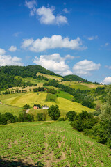Rural landscape near Salsomaggiore and Fornovo, Parma, at springtime