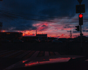 traffic light at night