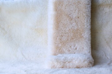 White fur mockup backdrop background texture for product showcase