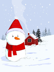 Snowman on Christmas days icon symbol character vector illustration.