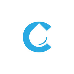 Initial Letter C Hydro Logo with Negative Space Water drop Icon Design Template Element