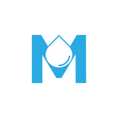 Initial Letter M Hydro Logo with Negative Space Water drop Icon Design Template Element