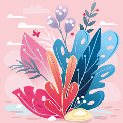 Floral abstract vector illustrations Modern trendy style